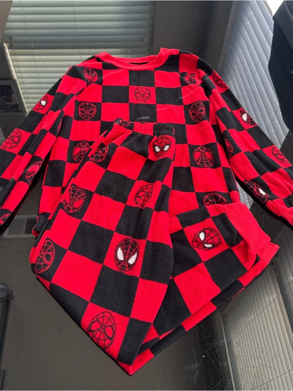 Marvel Red and Black Spider-Man Checker Pajama Set